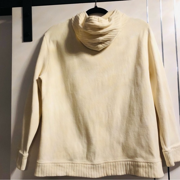 Jones New York Sport Large Creamy Cotton Knit Hoodie Full Front Zipper Hood - Picture 3 of 9